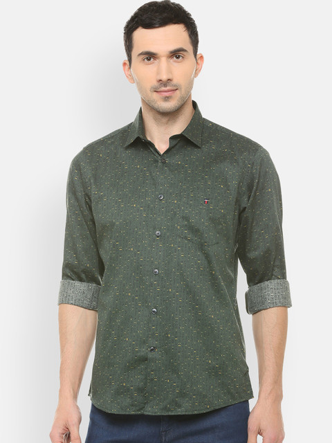 

Louis Philippe Sport Men Olive Green Slim Fit Printed Casual Shirt