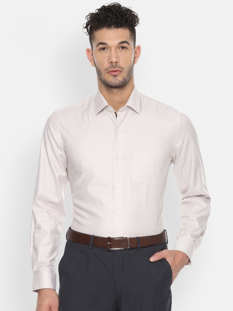 

Louis Philippe Men Beige & Blue Classic Slim Fit Self Design Formal Shirt