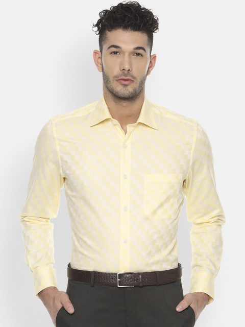 

Louis Philippe Men Yellow Regular Fit Checked Formal Shirt