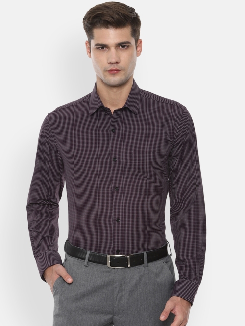 

Louis Philippe Men Purple & Off-White Slim Fit Checked Formal Shirt