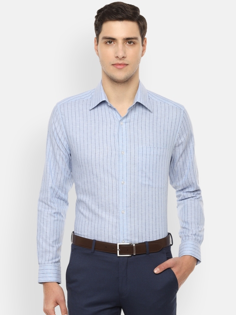 

Louis Philippe Men Blue Classic Regular Fit Striped Formal Shirt