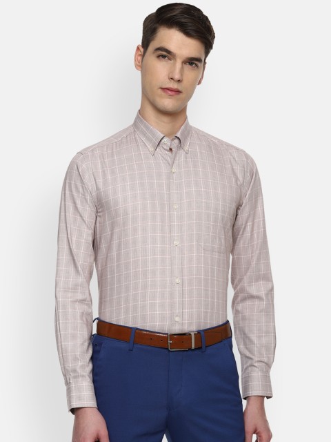 

Louis Philippe Men Beige & Off-White Slim Fit Checked Formal Shirt