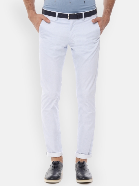 

Louis Philippe Sport Men White & Blue Slim Fit Printed Regular Trousers
