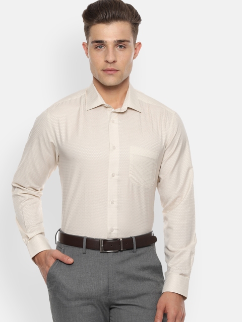 

Louis Philippe Men Beige Slim Fit Self Design Formal Shirt