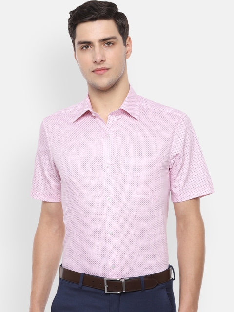 

Louis Philippe Men Pink & Blue Regular Fit Printed Formal Shirt