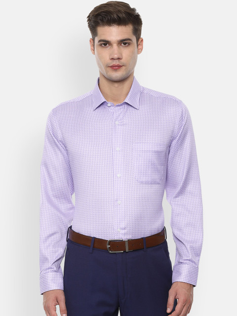 

Louis Philippe Men Purple & White Slim Fit Self Design Formal Shirt
