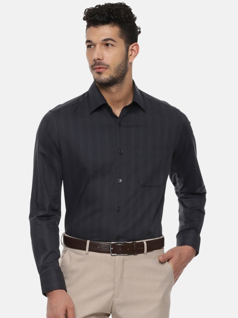 

Louis Philippe Men Charcoal Grey Regular Fit Striped Formal Shirt
