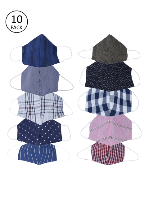 

Be Indi Unisex Pack of 10 Pcs Multicoloured Reusable 3-Ply Protective Outdoor Masks, Multi