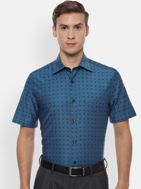 

Louis Philippe Men Blue & Black Regular Fit Self Design Formal Shirt