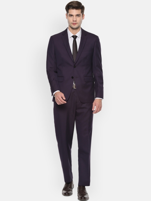 

Louis Philippe Men Purple Self-Design Slim-Fit Single-Breasted Formal Suit
