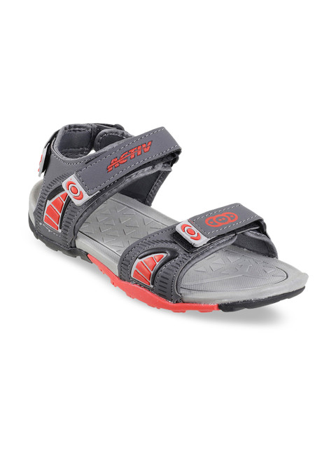 

WALKWAY Men Grey & Red Sports Sandals
