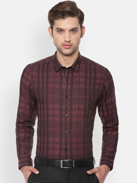 

Louis Philippe Men Maroon Classic Slim Fit Checked Formal Shirt
