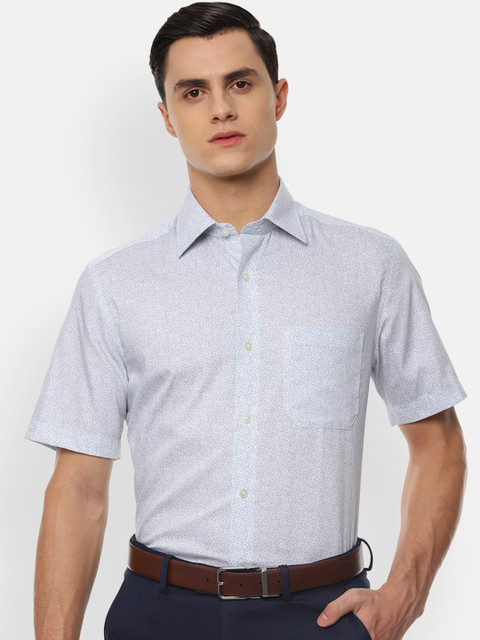 

Louis Philippe Men Blue & Grey Micro Ditsy Printed Formal Shirt