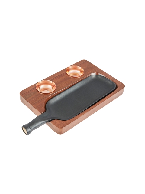 

SONG BIRD Copper-Toned & Black Solid Bottle Appetizer Plater