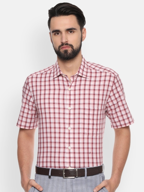 

Louis Philippe Men Maroon & White Classic Fit Checked Formal Shirt
