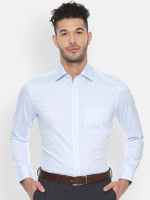 

Louis Philippe Men Blue Regular Fit Self Design Formal Shirt