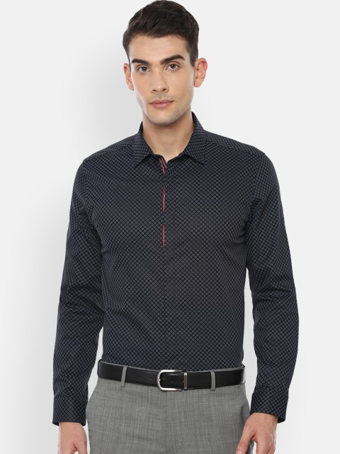 

Louis Philippe Men Black Slim Fit Printed Formal Shirt