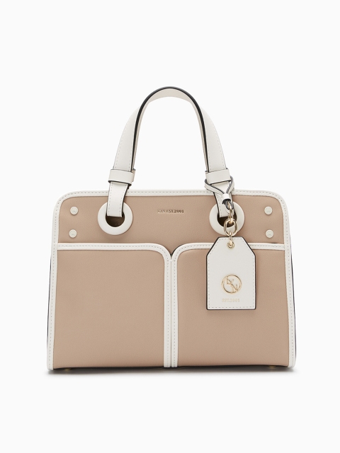 

LYN Beige Colourblocked Handheld Bag