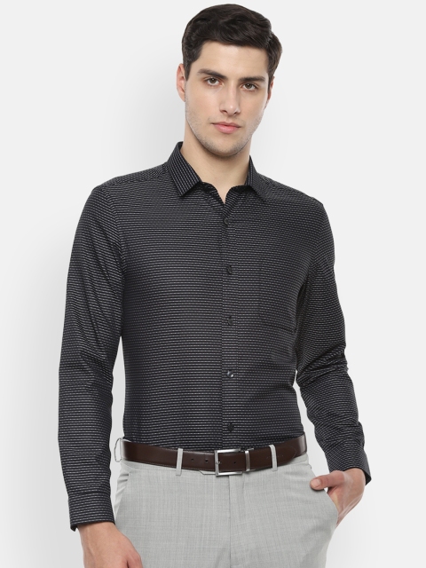 

Louis Philippe Men Black Classic Slim Fit Striped Formal Shirt