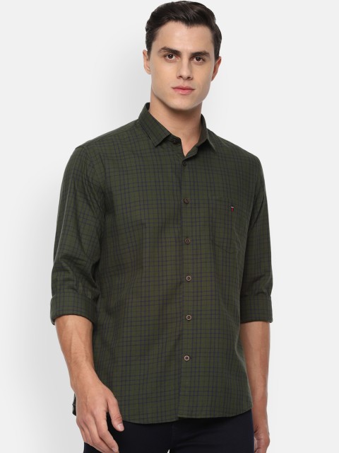 

Louis Philippe Sport Men Olive Green Slim Fit Checked Casual Shirt