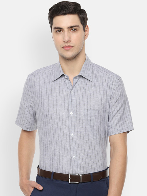 

Louis Philippe Men Grey Classic Regular Fit Striped Formal Shirt