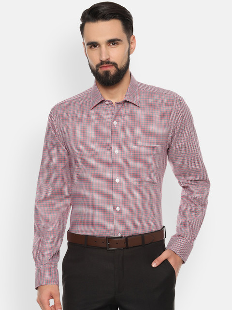 

Louis Philippe Men Red & Black Slim Fit Checked Formal Shirt
