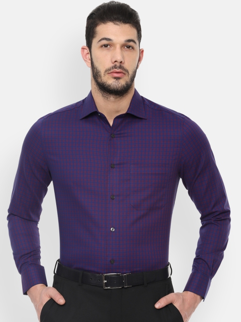 

Louis Philippe Men Navy Blue & Red Regular Fit Checked Formal Shirt