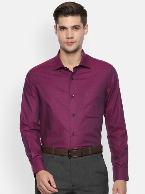 

Louis Philippe Men Purple & Blue Regular Fit Printed Formal Shirt