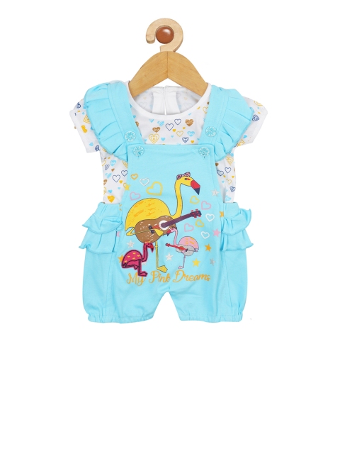 

ICABLE Infants Girls Printed Dungaree with Top, Blue