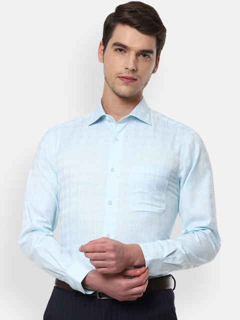 

Louis Philippe Men Blue & Off-White Regular Fit Checked Formal Shirt