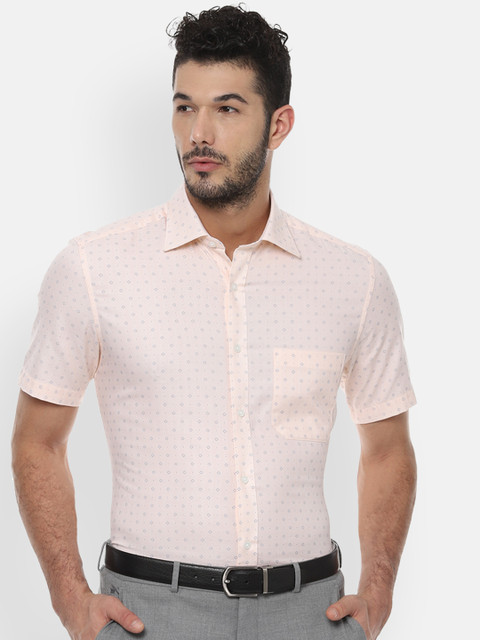 

Louis Philippe Men Orange Classic Regular Fit Printed Formal Shirt