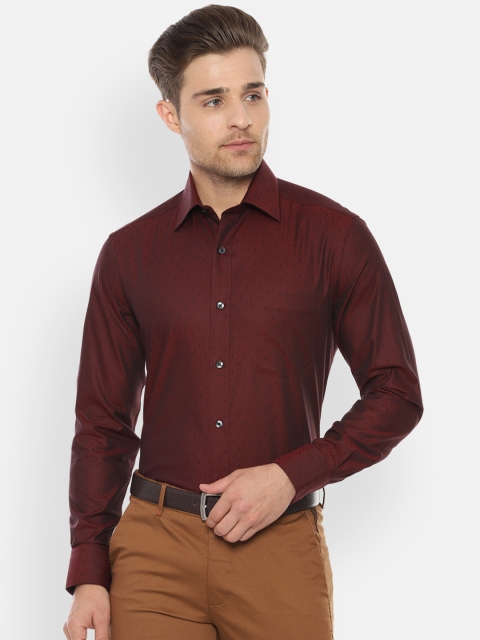 

Louis Philippe Men Maroon Classic Regular Fit Self Design Formal Shirt