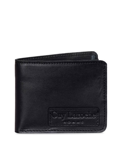 

Justanned Men Black Solid Leather Two Fold Wallet