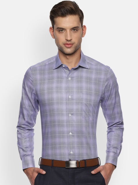 

Louis Philippe Men Purple & Black Regular Fit Checked Formal Shirt