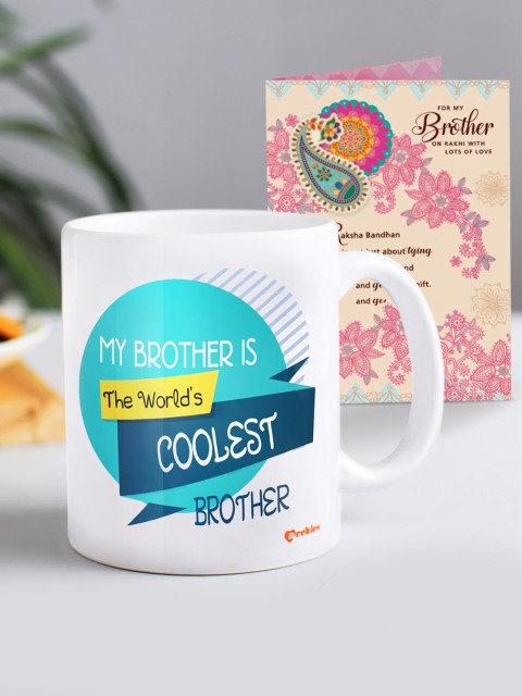 

Archies White & Sea Green Printed Ceramic Raksha Bandhan Mug Gift Set