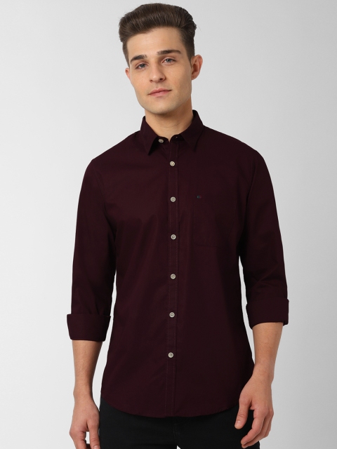 

Peter England Casuals Men Burgundy Slim Fit Solid Viroblock Casual Shirt