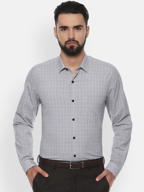 

Louis Philippe Men Grey Classic Slim Fit Checked Formal Shirt