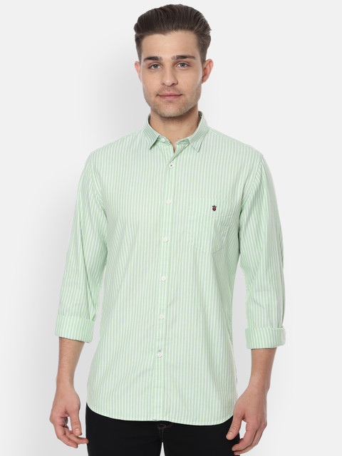 

Louis Philippe Sport Men Green Slim Fit Striped Casual Shirt