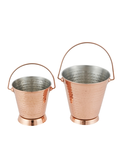 

SONG BIRD Set Of 2 Copper-Toned Textured Curry Buckets