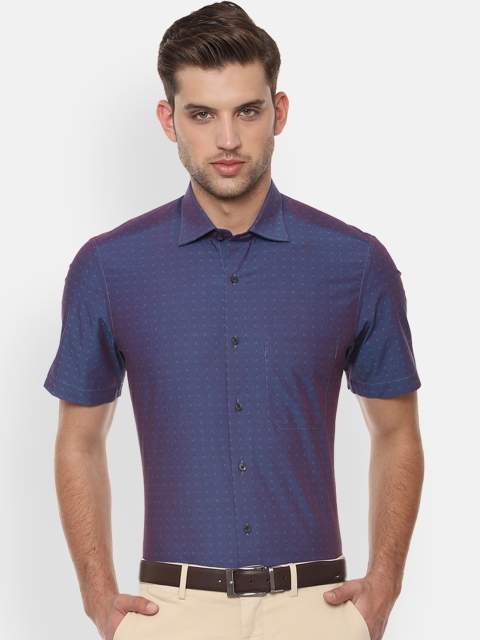 

Louis Philippe Men Purple & Blue Regular Fit Self Design Formal Shirt
