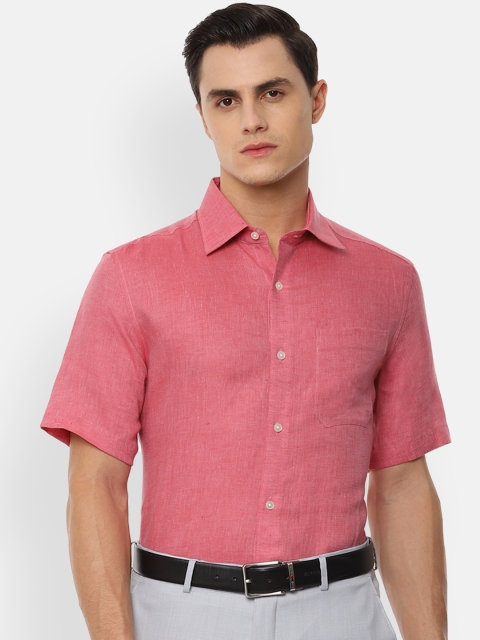 

Louis Philippe Men Pink Regular Fit Solid Pure Linen Formal Shirt
