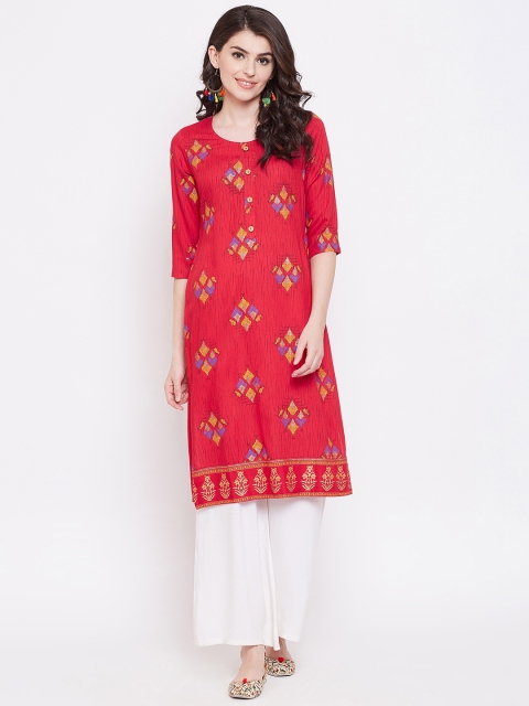 

Desi Rang Women Red Printed Straight Kurta
