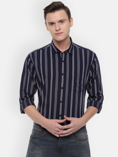 

Louis Philippe Sport Men Navy Blue & White Slim Fit Striped Casual Shirt