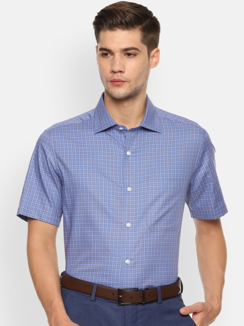 

Louis Philippe Men Blue Classic Regular Fit Checked Formal Shirt