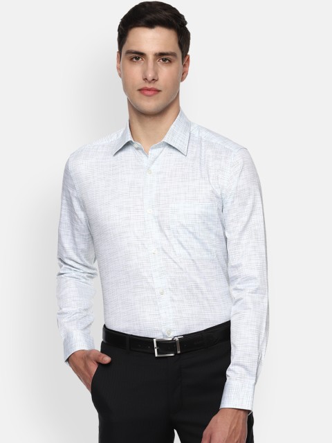 

Louis Philippe Men White & Green Regular Fit Checked Formal Shirt