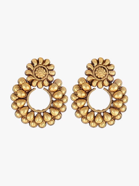 

Adwitiya Collection 24k Gold-Plated Circular Handcrafted Drop Earrings