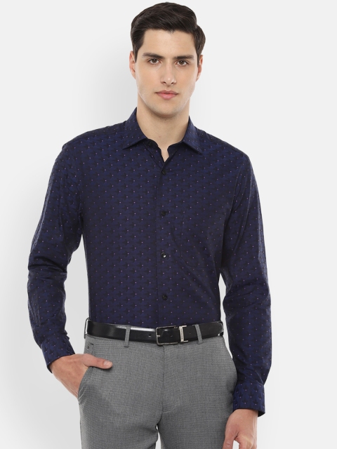 

Louis Philippe Men Navy Blue Regular Fit Self Design Formal Shirt