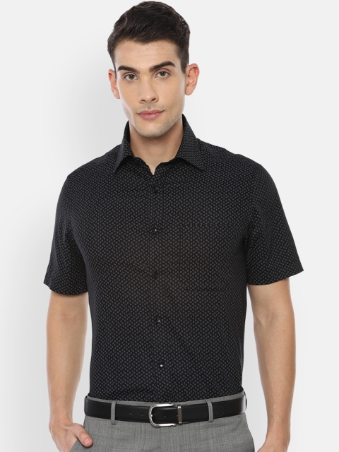 Louis Philippe Men Black & Grey Regular Fit Printed Formal Shirt