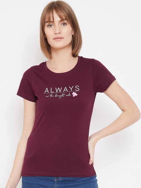 

METTLE Women Maroon Printed Round Neck T-shirt