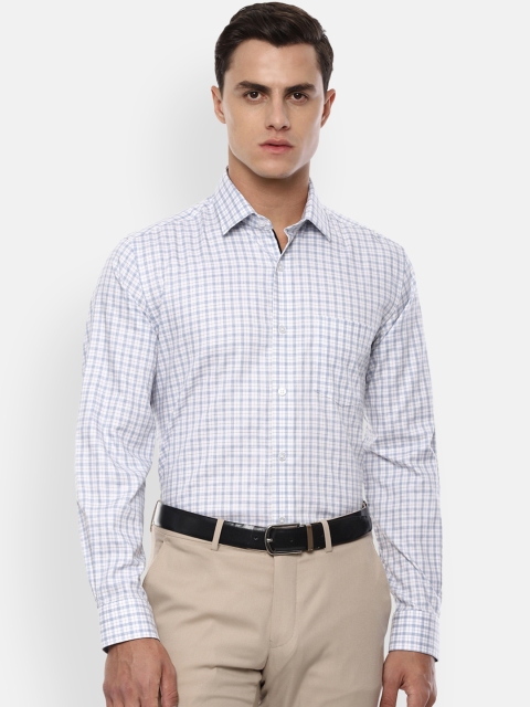 

Louis Philippe Men White & Blue Slim Fit Checked Formal Shirt